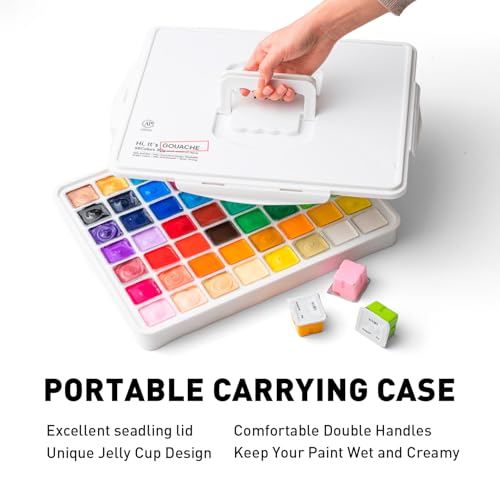 HIMI مجموعة ألوان غواش HIMI، 56 لون × 30 جرام تصميم فريد في علبة حمل مثالية للفنانين، مستلزمات فن الغواش غير الشفافة للمحترفين، وأكثر - Image 5
