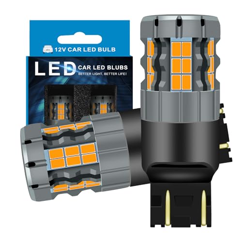 Zyvirexa 7443 LED Turn Signal Bulbs Compatible For Ford Expedition 2015-2020 (Front), 7444 Bulb, Amber Yellow, Plug and Play, Pack of 2 - Image 1