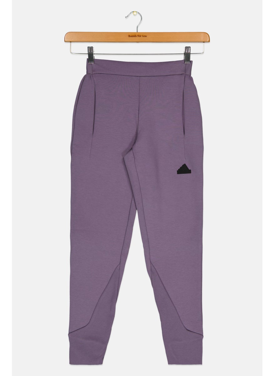 Adidas Kids Girl Brand Logo Training Sweatpants, Purple  - Image 1