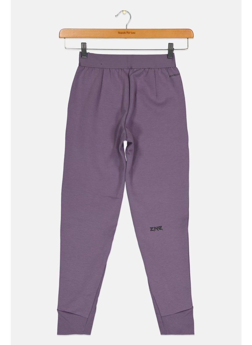 Adidas Kids Girl Brand Logo Training Sweatpants, Purple  - Image 2