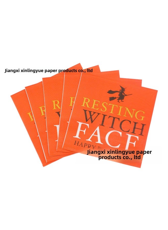 Variety Of Paper Towels Can Make Printed Napkins Disposable Paper Towels To Make Holiday Party Supplies-Color:Tissue 25*25-orange Bottom + Letters - Image 1