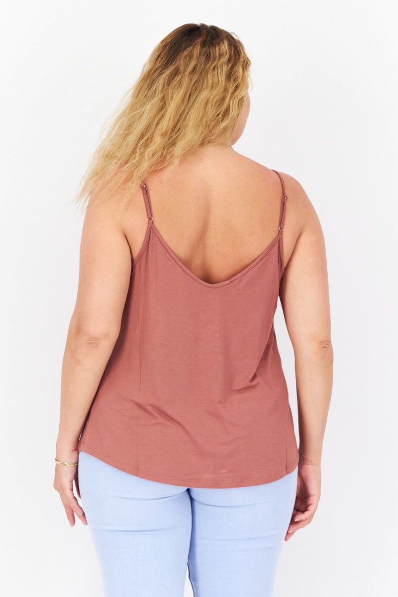 Gentle Fawn Women Henley Neck Sleeveless Solid Tank Top, Brown  - Image 3