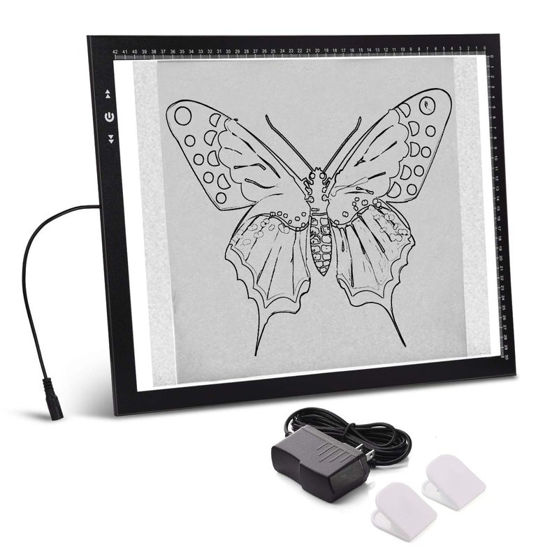 HSK A3 Artist tracing Light Box Copy Table 12V1A Adapter Power Dimmerable 6000 Lux Lock Button Artcraft Light Pad for Tatto Drawing Sketching AnimationDiamond Painting