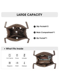 Kattee Leather Tote Bags For Women Soft Genuine Leather Purses And Handbags Shoulder Bag With Top Magnetic Snap Closure Work Travel Khaki  - Image 4