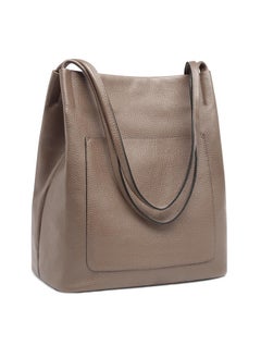 Kattee Leather Tote Bags For Women Soft Genuine Leather Purses And Handbags Shoulder Bag With Top Magnetic Snap Closure Work Travel Khaki  - Image 1