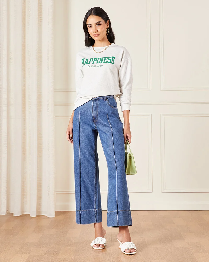 Redtag Women Grey Printed Sweatshirt