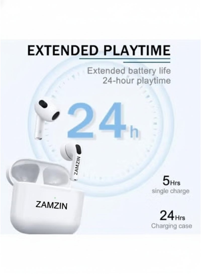 ZAMZIN Wireless Bluetooth Earbuds – Ultra-Light Design, 24H Playtime, Touch Controls, Ergonomic Fit, Fast Charging, IPX5 Waterproof, iPhone/Samsung/Android Compatible - Image 5