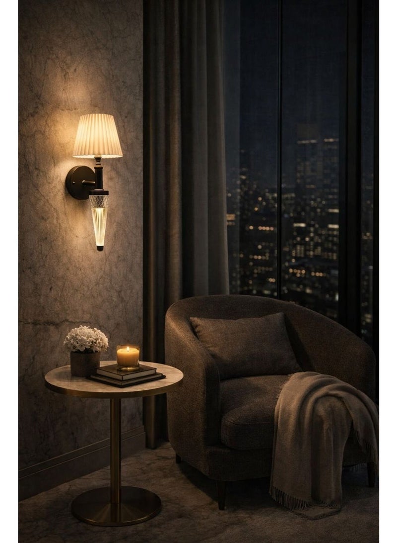 Luxury black wall light, thirty centimeters length, crafted from metal and acrylic, featuring three LED lights in elegant classic modern design - Image 3
