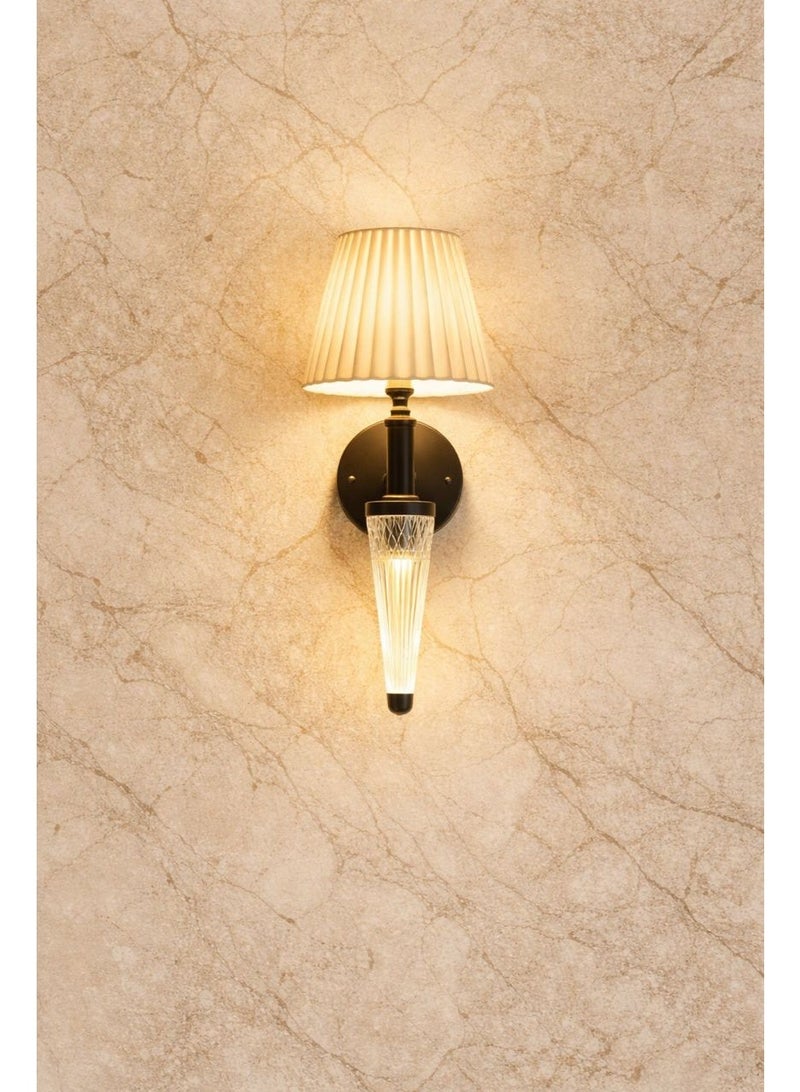 Luxury black wall light, thirty centimeters length, crafted from metal and acrylic, featuring three LED lights in elegant classic modern design - Image 2