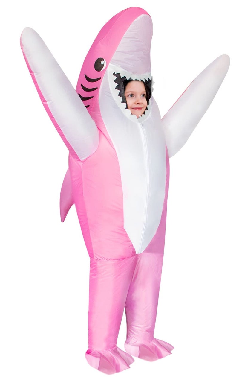 Stegosaurus Inflatable Shark Costume Kids Blow up Shark Costume for Kids Funny Costumes for Halloween Party Gift Pink 612 Yrs - Image 2