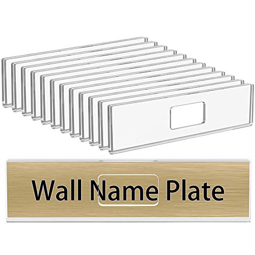 NIUBEE 12 Pack Acrylic Wall Name Plate Holder 2x8 Inch,Clear Plastic Sign Holder Horizontal with Double Sided Tape,Door Name Plates Set Small License Plates Frame For Office Home Classroom Teacher - Image 1