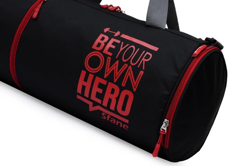 SFANE Polyester Men & Women Trendy Sports Duffle/Gym Bag/Shoulder Bag (Black & Red) - Image 4