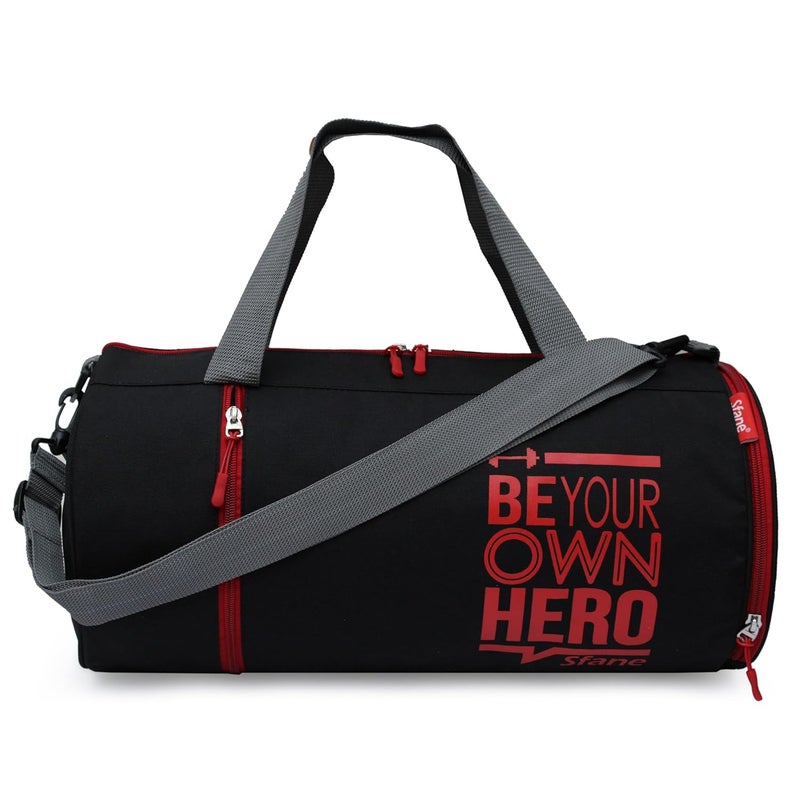 SFANE Polyester Men & Women Trendy Sports Duffle/Gym Bag/Shoulder Bag (Black & Red) - Image 3