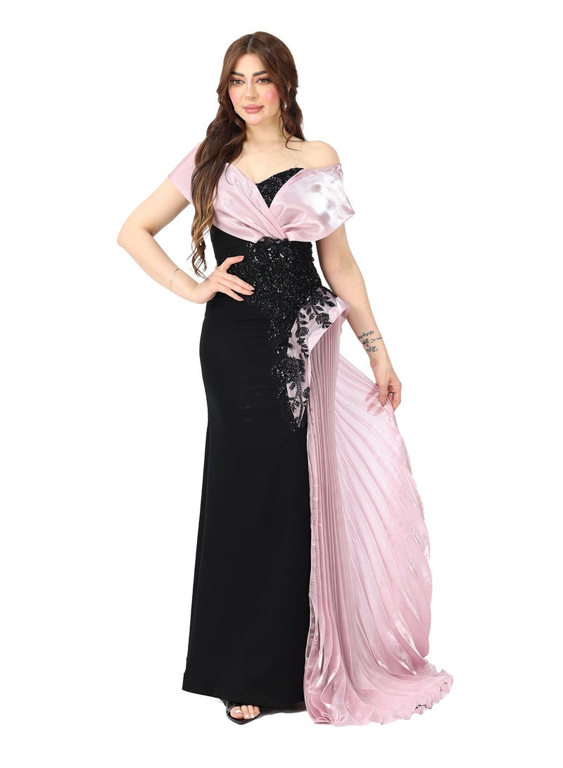 المصمم الحديث فستان سهرة فاخر ملكي تميّزي بإطلالة ملكية مع فستان سهرة فخم ناعم يخطف الأنظار بكل تفاصيله - Image 1