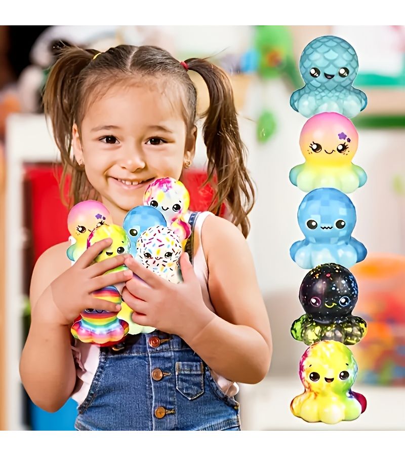 6 Pcs Cute Octopus Squeeze Toys Soft Slow Rebound Fun Pinch Music Party Gift - Image 3
