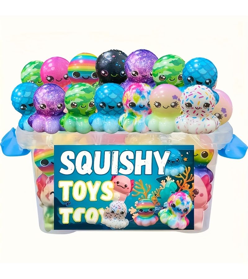 6 Pcs Cute Octopus Squeeze Toys Soft Slow Rebound Fun Pinch Music Party Gift - Image 1