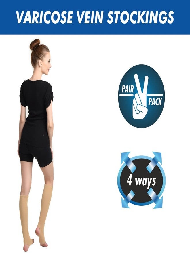 AccuSure جوارب AccuSure المضادة للجلطات بطول الركبة، ضغط طبي، مفتوحة الأصابع لعلاج الدوالي (صغيرة) - Image 4