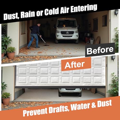 Nayotaa Garage Door Seals Bottom Rubber – 16.5FT EPDM Weatherproof Seal with Pre-Drilled Aluminum Track Retainer Kit, Fits 8-20FT Doors, Rodent Proof, Noise Reducing (1.57" Width, Black) - Image 2