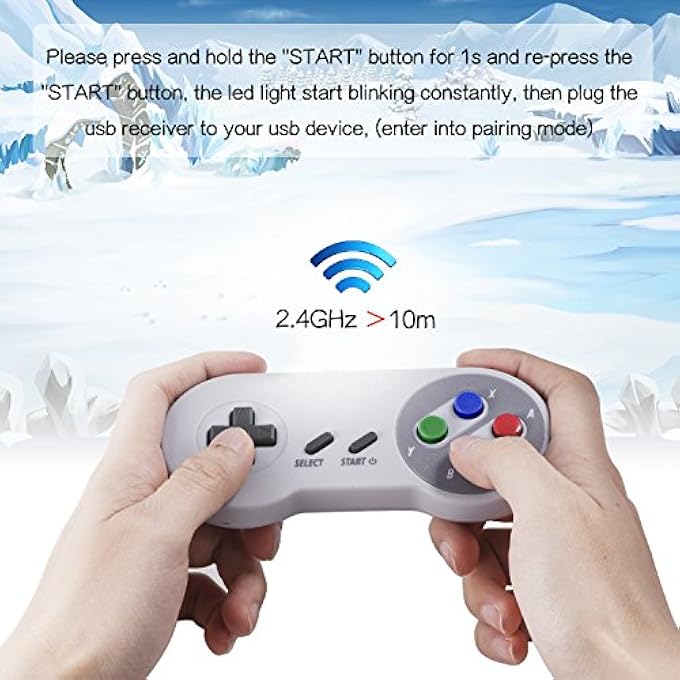 miadore 2.4G WIRELESS CONTROLLER CHARGEABLE CLASSIC SNES USB GAMEPAD JOYSTICK WITH USB RECEIVER/CHARGING CABLE FOR GAMES, SUPPORTS PC WINDOWS MAC AND RETROPIE GAMEPAD NES/SNES EMULATOR - Image 3