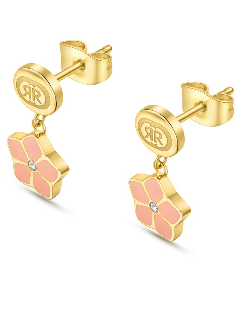 CERRUTI 1881 Gold and Pink Enamel Earrings for Women - Image 2