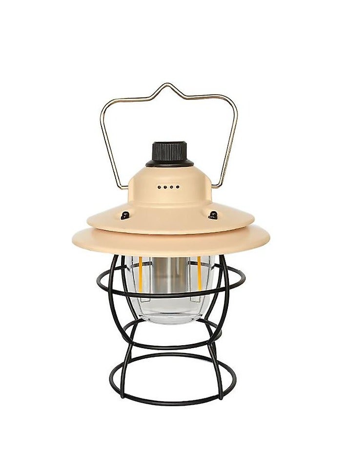 قابلة لإعادة الشحن الرجعية في الهواء الطلق معلقة معدنية ديكور مقاوم للماء مصباح خيمة أبيض دافئ 3 طرق باور بانك خمر التخييم فانوس  - Image 3
