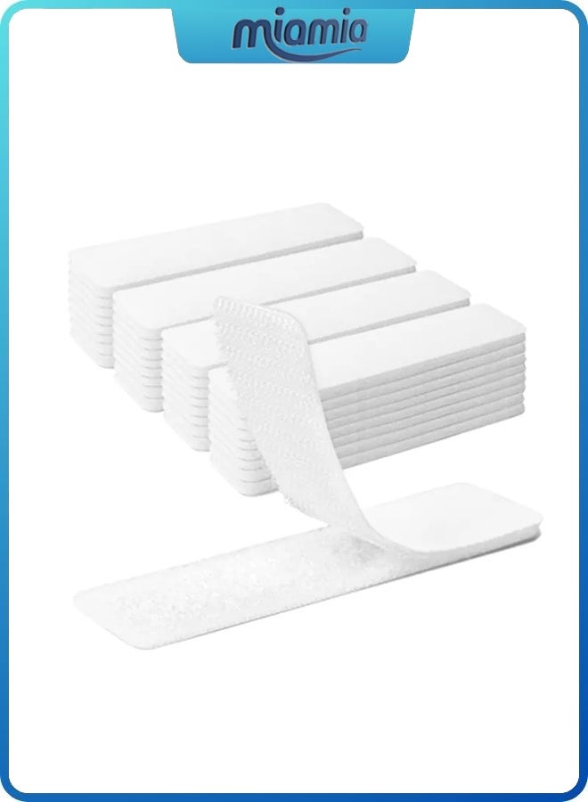 Miamia 20pcs Hook and Loop Tape Velcro Adhesive Strip Self Sticky Back Fastening Heavy Duty Reusable Double Sided 10CM * 3CM White  - Image 1
