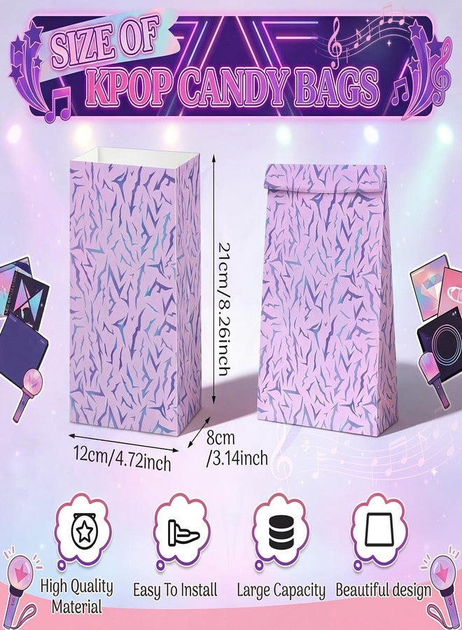 Kolldenn 24 Pcs Purple Kpop Themed Birthday Party Decoration Gift Bags Theme Party Favors Paper Goodie Treat Bags Bulk for Baby Shower Birthday Friendship Anime Fans Decoration Supplies - Image 2