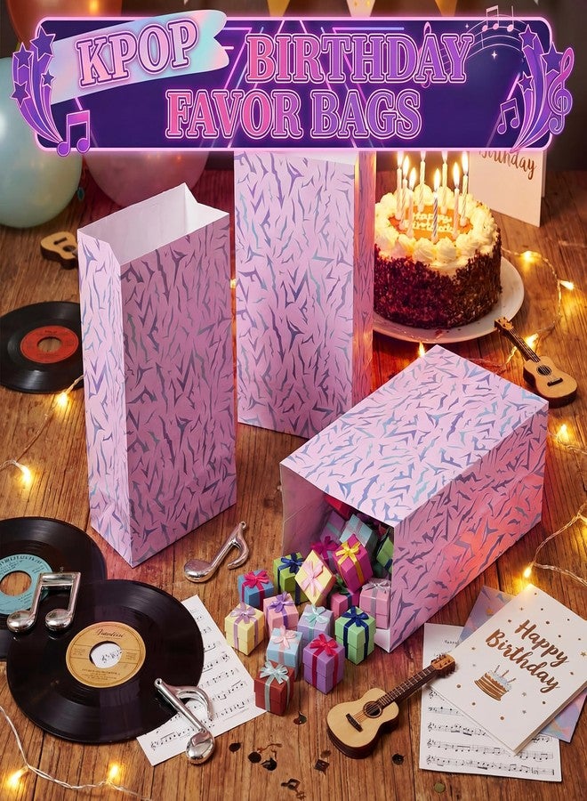 Kolldenn 24 Pcs Purple Kpop Themed Birthday Party Decoration Gift Bags Theme Party Favors Paper Goodie Treat Bags Bulk for Baby Shower Birthday Friendship Anime Fans Decoration Supplies - Image 4