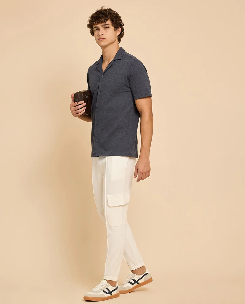 أر أند بي Solid Cargo Joggers with Drawstring Waist