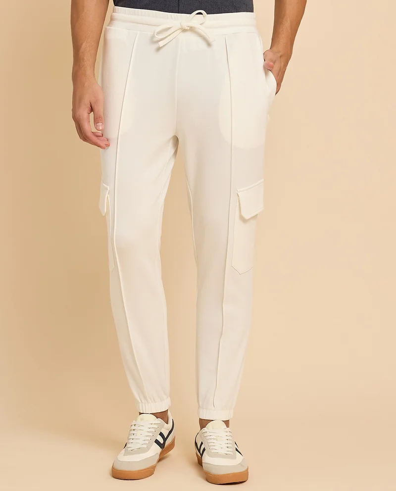 أر أند بي Solid Cargo Joggers with Drawstring Waist