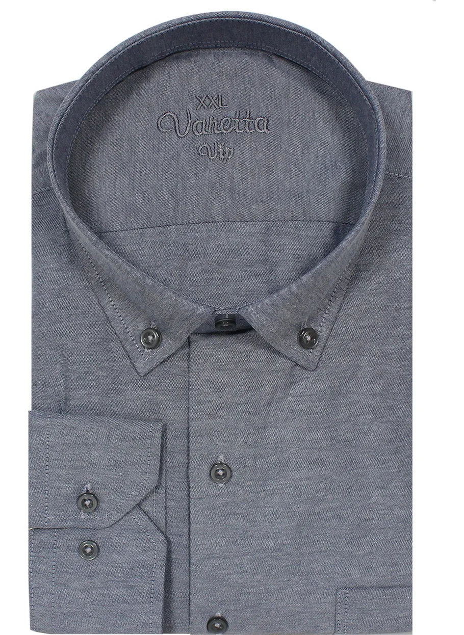 فاريتا Plus Size Collar Buttoned Shirt Gray