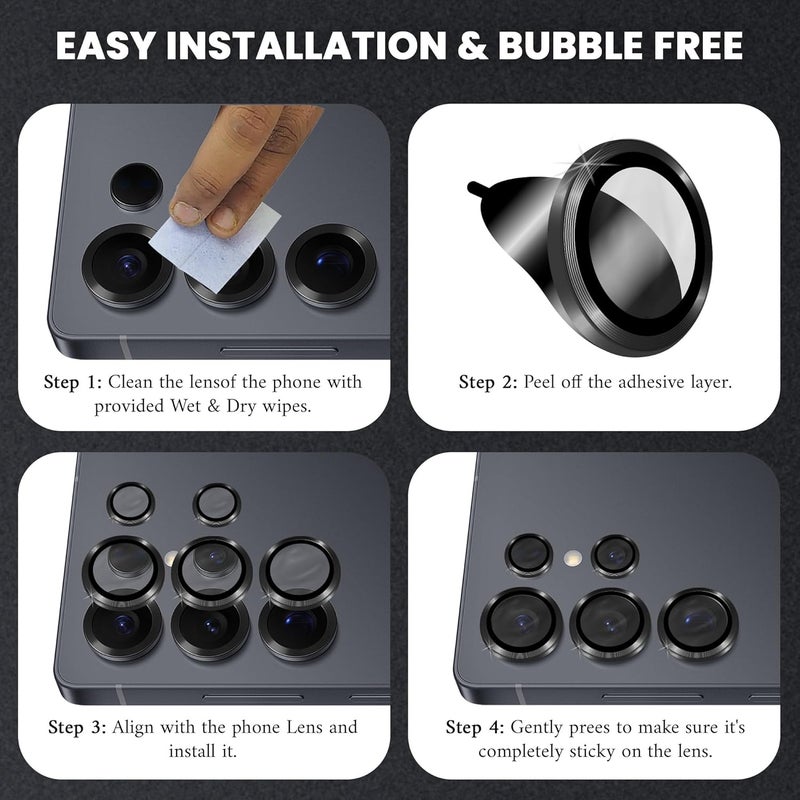 FIRST MART Camera Lens Protector for Samsung Galaxy S25 Ultra (6.8 Inches) Tough HD Individual Aluminum Alloy Lens Rings Cover, Scratch Resistant, Thin Lens Protection| Black, 1 Pack - Image 2