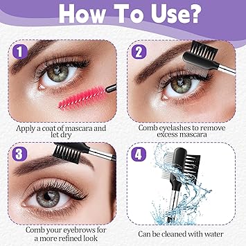 Sliverdew Small Eyelash Comb 2 Pack Metal Eyelash Brush Eyelash Separator Tool Eyebrow Brush Grooming Eye Lash Separator Grooming Brushes Eyebrow Comb with Metal Teeth Eye Makeup Tool for Women Short Handle  - Image 3