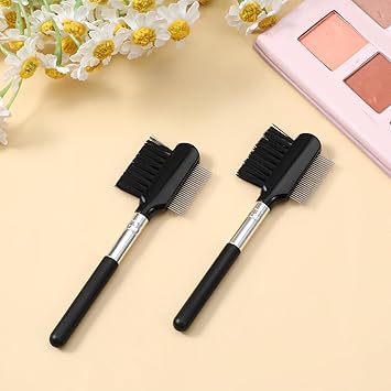 Sliverdew Small Eyelash Comb 2 Pack Metal Eyelash Brush Eyelash Separator Tool Eyebrow Brush Grooming Eye Lash Separator Grooming Brushes Eyebrow Comb with Metal Teeth Eye Makeup Tool for Women Short Handle  - Image 2