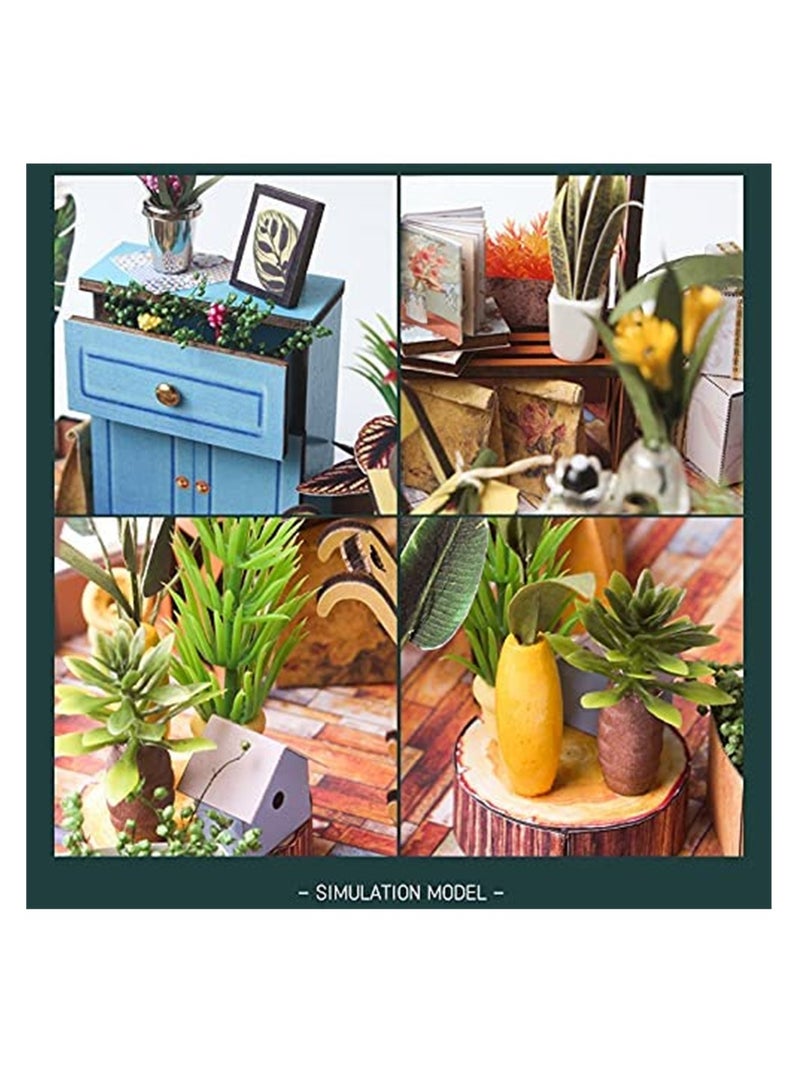 SYOSI Diy Mini Doll House Set Birthday Handmade Gift Green Plant Flower Shop - Image 3