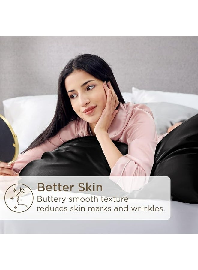 2-Pack Luxurious Mulberry Silk Pillowcases, 25 Momme Satin Weave, Hypoallergenic Solid Color Envelope Closure, Hand Wash Only, Designed for Hair and Skin,120-140gsm - Image 4