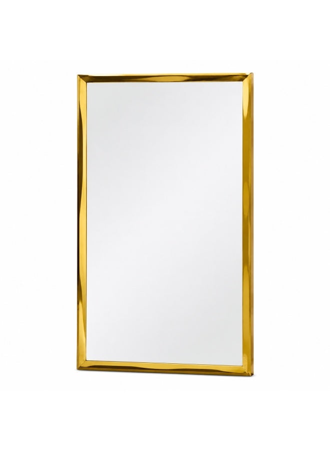 alsaada home Rectangular Wall Mounted Decor Mirror with Metal Frame, 140x70 cm - Gold - Image 1