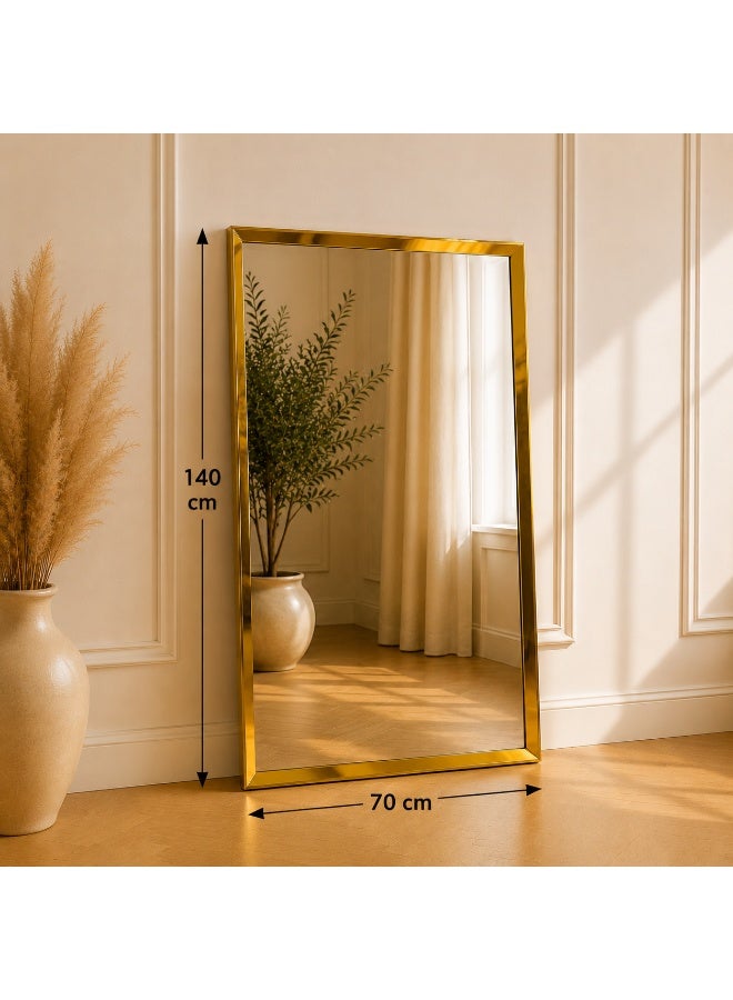 alsaada home Rectangular Wall Mounted Decor Mirror with Metal Frame, 140x70 cm - Gold - Image 3