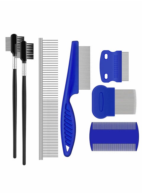 Tear Stain Remover Comb, Double-Sided Dog Eye Comb Brush, Flea Combs Double Head Grooming Multipurpose Tool, for Pet Cat Dogs Removing Crust and Mucus (7 Pieces)