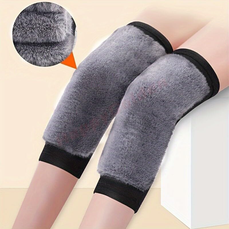 Iywish Women Men Winter Knee Warmers Knee Brace Sleeve Leg Warmer Wool Cashmere Thicken Knee Supports Knee Pads Legging Stocking Warm Thermal Ski Cycling Knee Brace Sleeve for Joint Pain Arthritis 1 Pair - Image 2