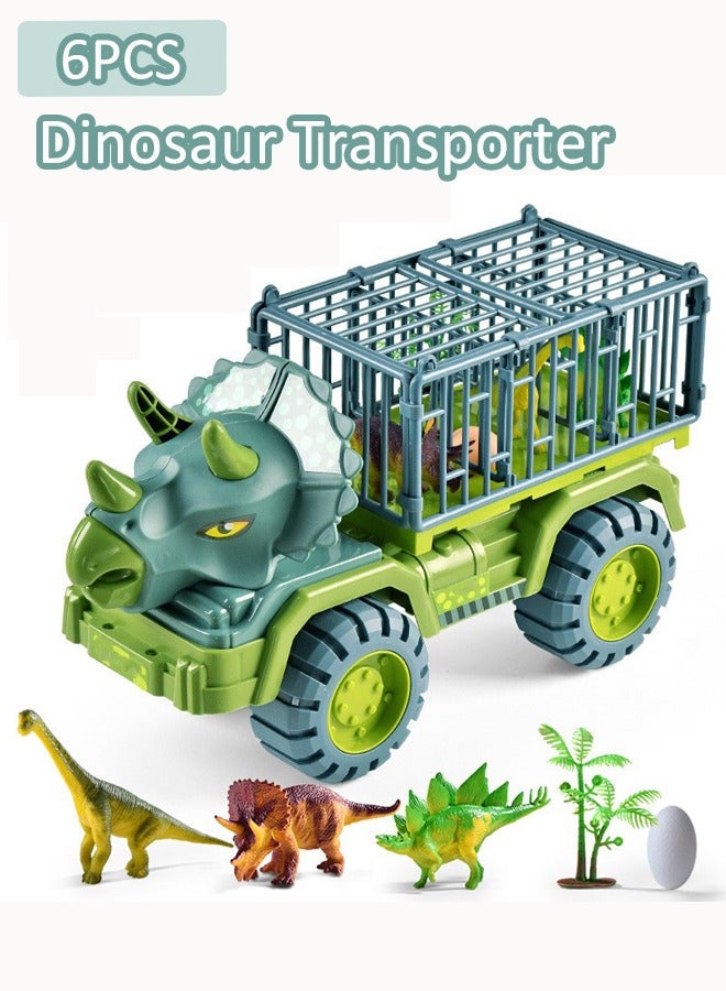 Set of 6 Dinosaur Transporter Toys Large construction truck toy Dinosaur truck toys Truck storage toys Truck toy inertia drive Birthday gifts Toys for boys  - Image 3