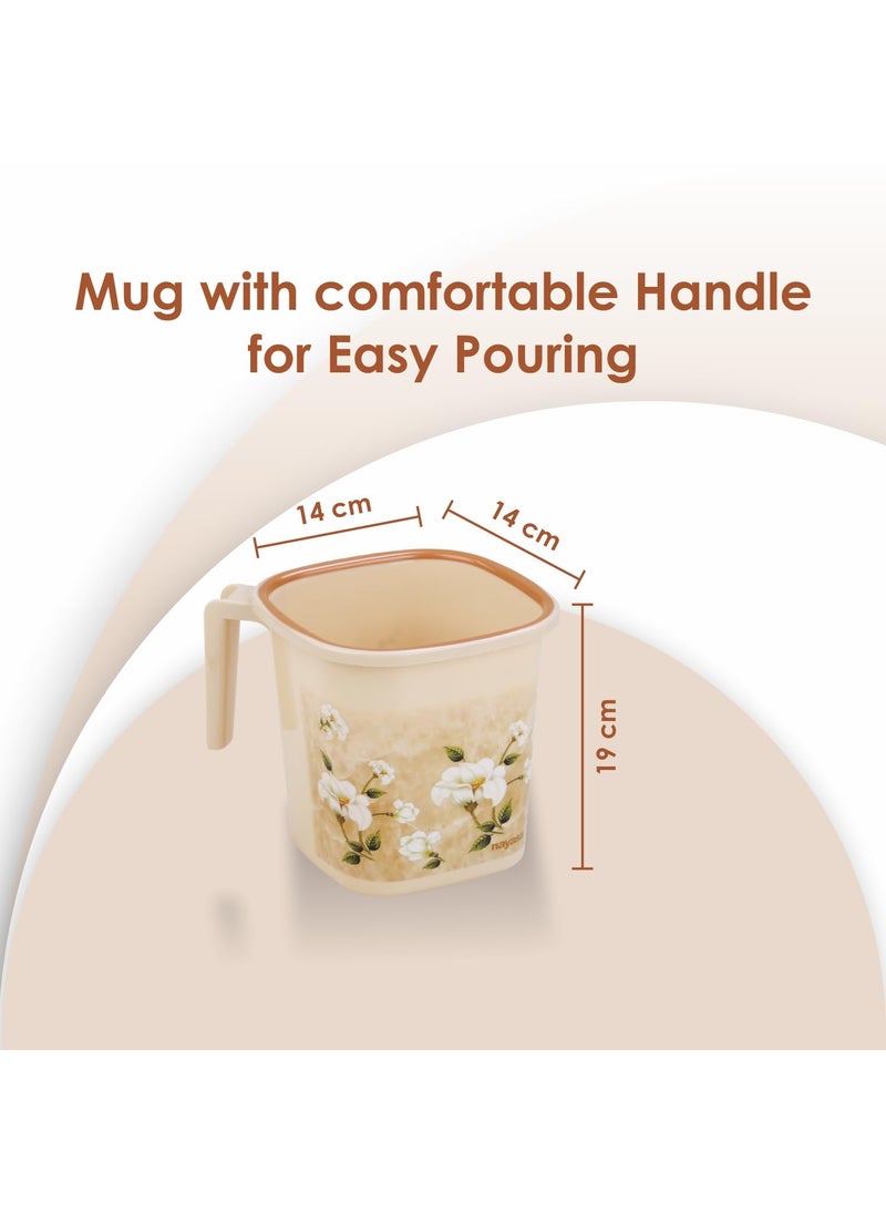 NAYASA Nayasa Sqr Ring Marble Bathroom Set 2 Pcs | Bucket 25 L + Mug 1.5 L | Bathroom Set | Bath Set for Bathroom | Brown  - Image 4