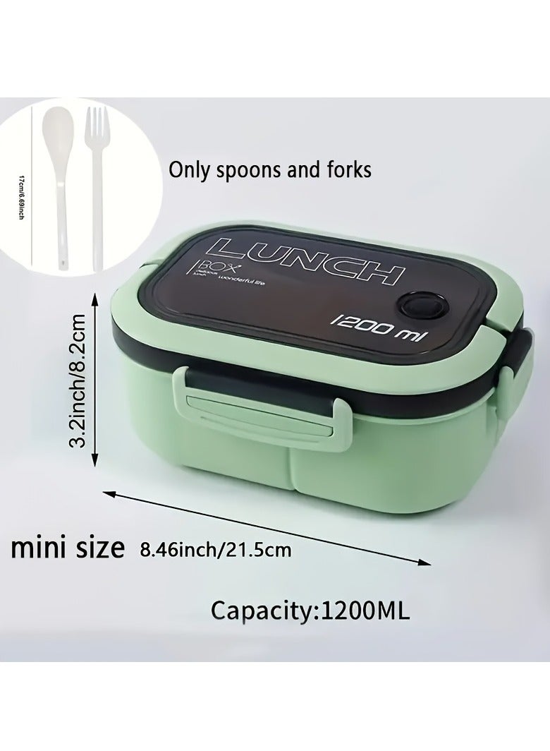 1200ml 2-Layers Sealed Lunch Box Fruits Student Office Worker Microwavable Bento Box with Fork Spoon (Without Chopsticks)  - Image 4