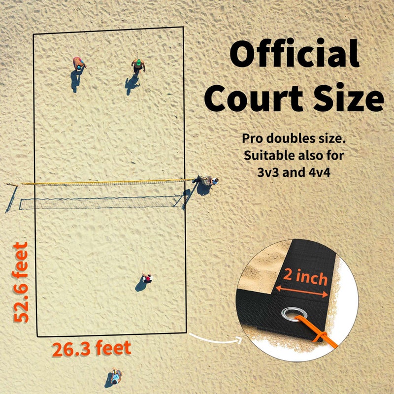 SandVoll Beach Volleyball Lines for Sand - Portable 2 inch Boundary Lines Set for Outdoor + Sand Anchors and Net Bag. Official Court Size Dimensions (26.3' x 52.6') - Image 4