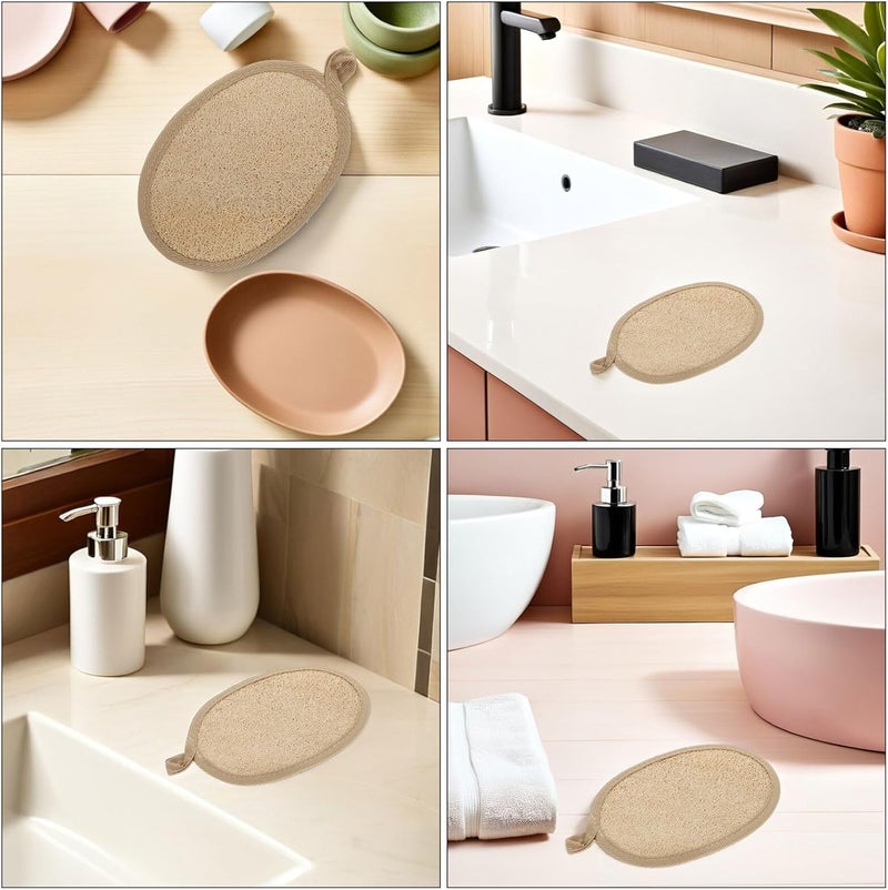 فرشاة تقشير الجسم الطبيعية من اللوف 4 قطع، وسادة استحمام قابلة لإعادة الاستخدام مع حزام للاستحمام وتنظيف الظهر، مناسبة للرجال والنساء - Image 3