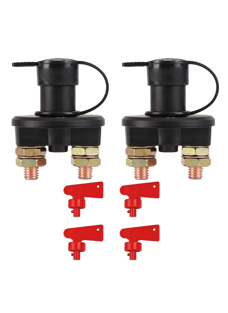 SYOSI - Battery Disconnect Switch, 12V 24V Battery Isolator Cut Off Power Kill Switch for Marine Car Boat RV ATV Auto Truck Vehicle, On Off Battery Master Switch with Waterproof Key and Cover, 2PCS - Image 1