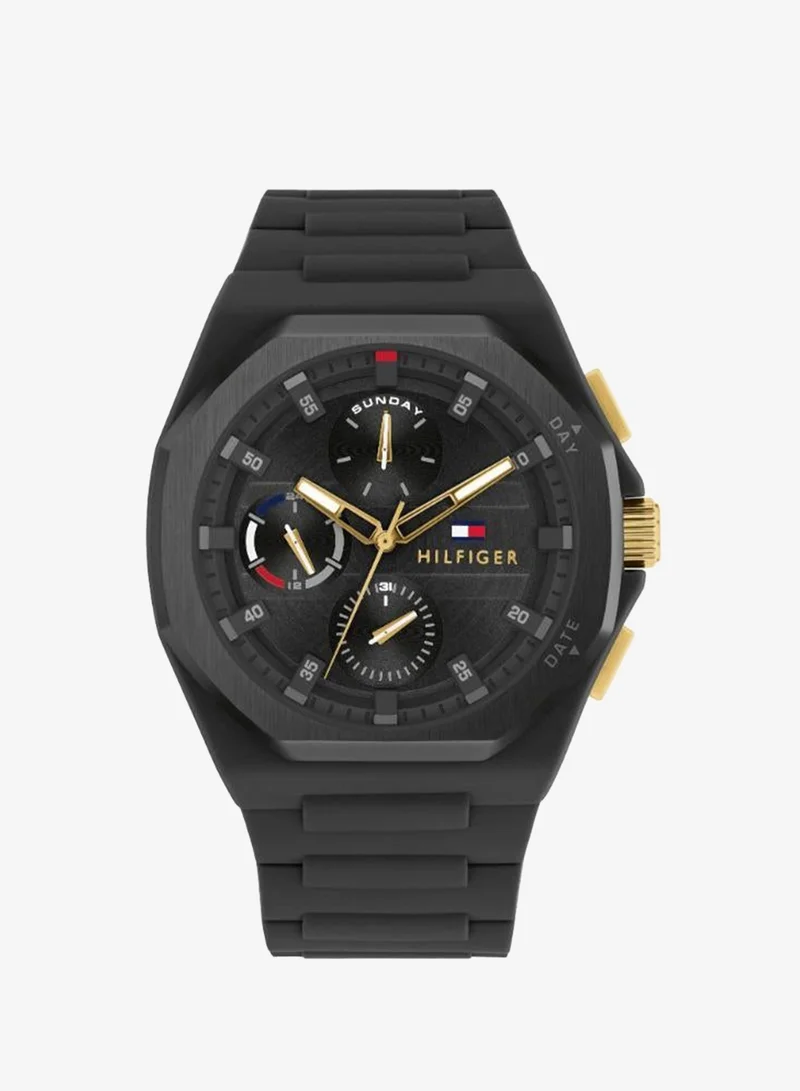 Tommy Hilfiger Mens Analog Multifunction Quartz Watch With Black Silicone Bracelet - 1792120