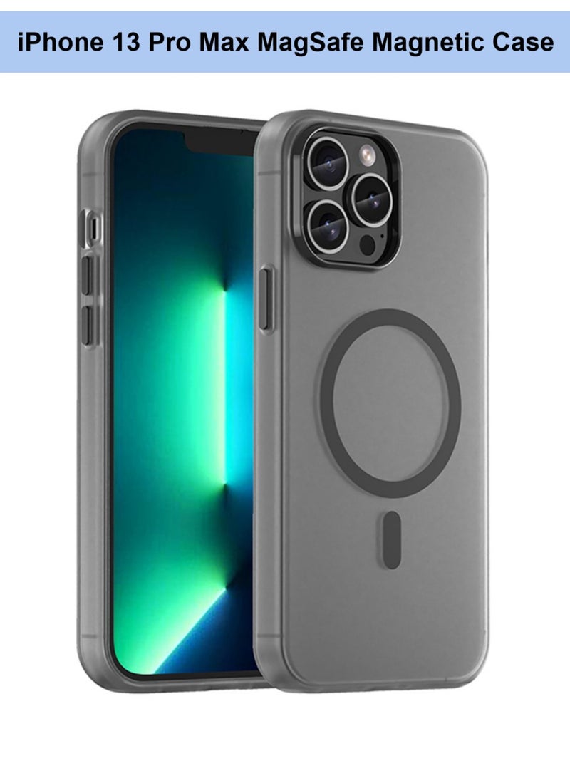Abania iPhone 13 Pro Max Case Compatible with MagSafe, Translucent Matte Hard Back [Never Yellow], Military Grade Drop Protection, Slim Anti-Fingerprint Cover - Black - Image 1