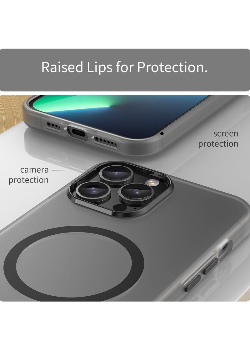 Abania iPhone 13 Pro Max Case Compatible with MagSafe, Translucent Matte Hard Back [Never Yellow], Military Grade Drop Protection, Slim Anti-Fingerprint Cover - Black - Image 5