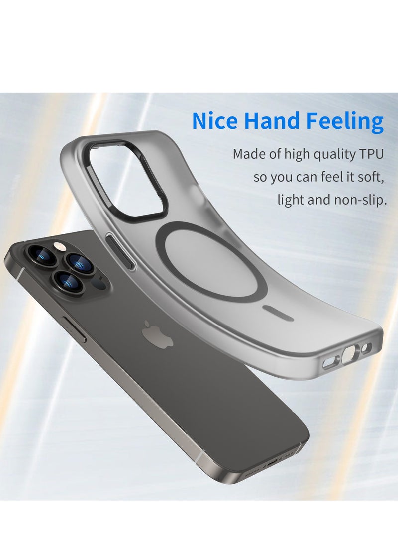 Abania iPhone 13 Pro Max Case Compatible with MagSafe, Translucent Matte Hard Back [Never Yellow], Military Grade Drop Protection, Slim Anti-Fingerprint Cover - Black - Image 3